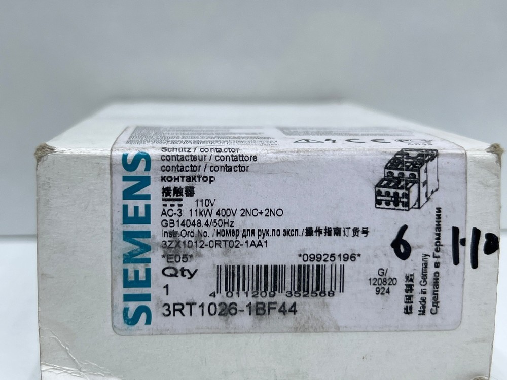 Siemens 3RT1026-1BF44 Contactor