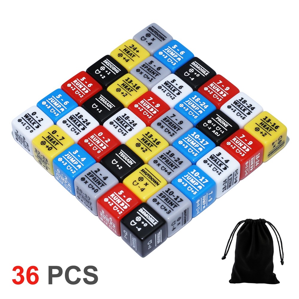 36PCS Battletech Stats Modifier Dice Full Dice Bundle: Movement Heat & Special