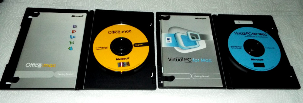 MICROSOFT VIRTUAL PC FOR MAC + OFFICE 2004 MAC+ 4 MISC. PROGRAMS W/KEYS READ!!!!