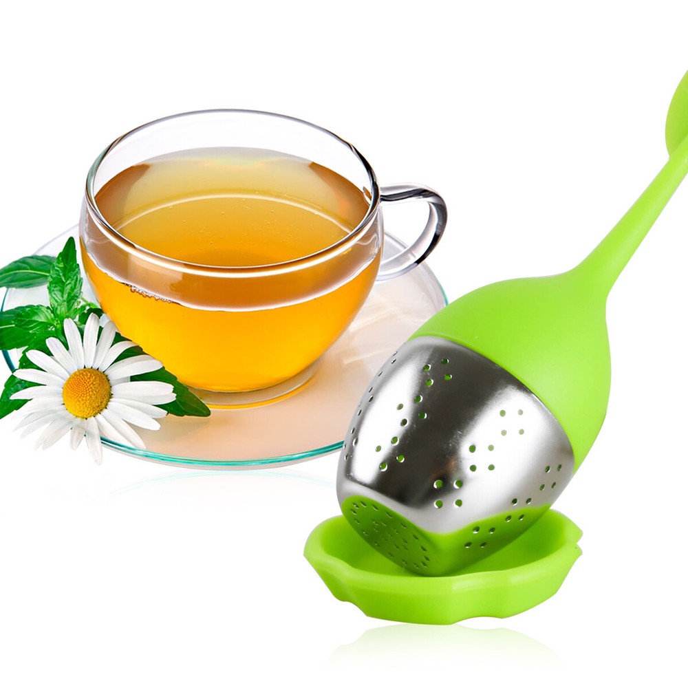 4x Silicone Leaf Tea Infuser Stainless Tea Strainer Herbal Spice Filter Diffuser