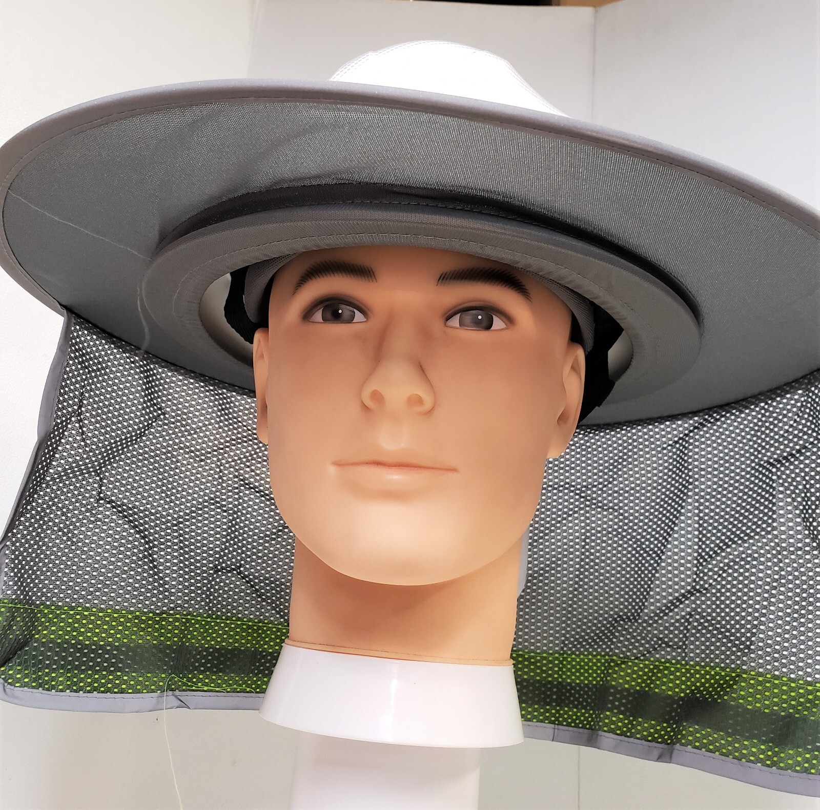 GREY Hard Hat Sun Shade Visor Full Brim Mesh Neck HI VIS REFLECTIVE STRIPE
