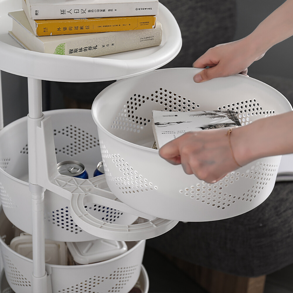 5 Tier Round Rotating Kitchen Storage Shelf Fruit Vegetable Storage Basket