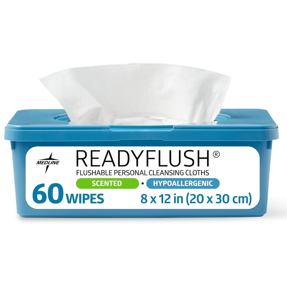 Medline Readyflush Biodegradable Flushable Wipes with Aloe, 60 Count