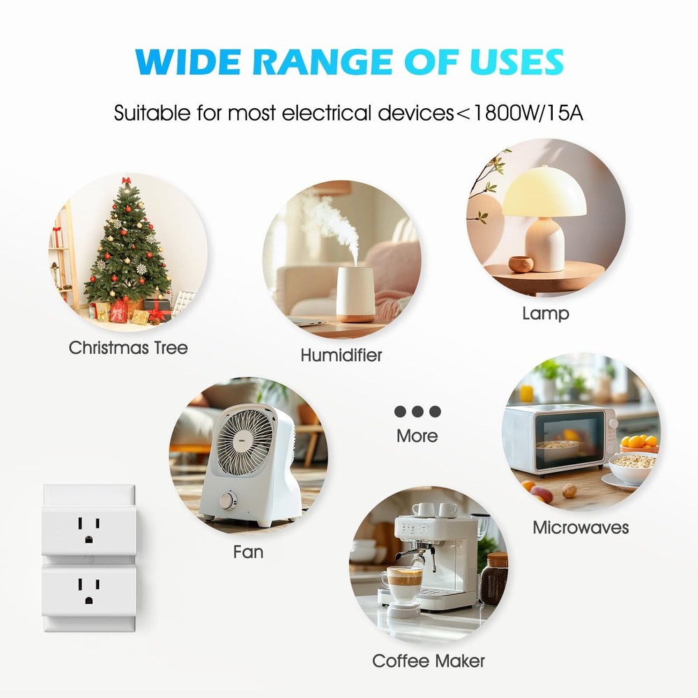 4-Outlet Remote Control Plug Kit, 1 Remote, 260ft Range, 15A, Wireless, ETL