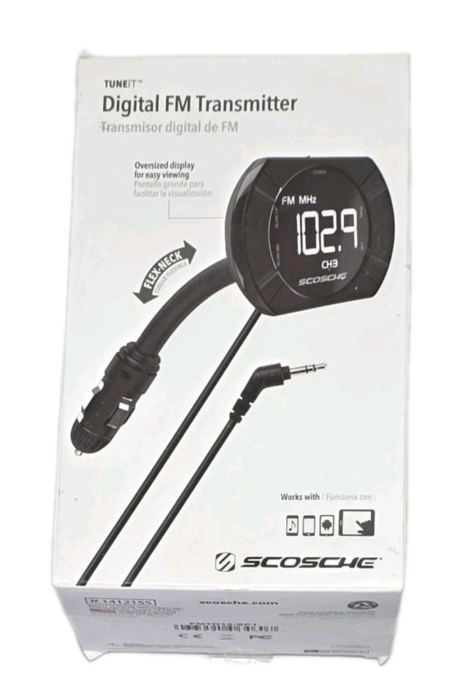 NEW Scosche FMTD13-SP1 Digital FM transmitter with Back Lit Display & Flex-Neck
