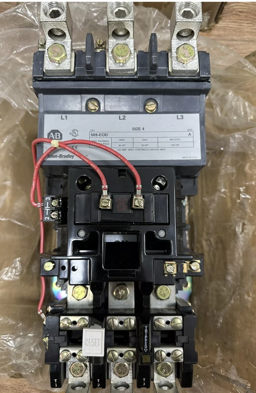 Allen Bradley 509-EOD Size 4 115/120V Coil Open Starter NEW