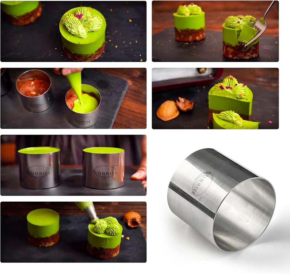 Versatile 4-Pack Stainless Steel Plating Forms - 3" Diameter for Desserts