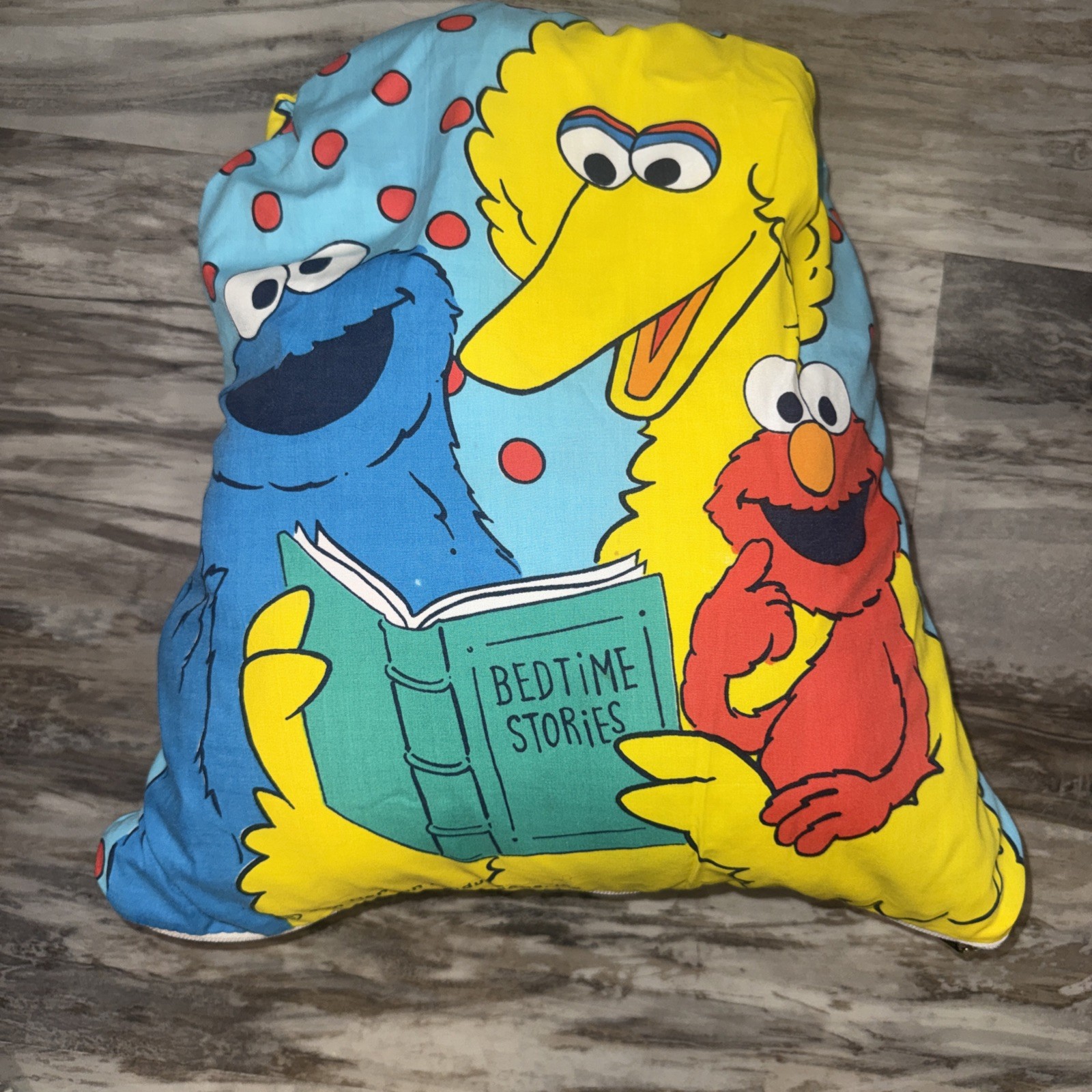 Vintage Big Bird Sesame Street Yellow Kids Sleeping Bag 39X25 Folds Into Pillow