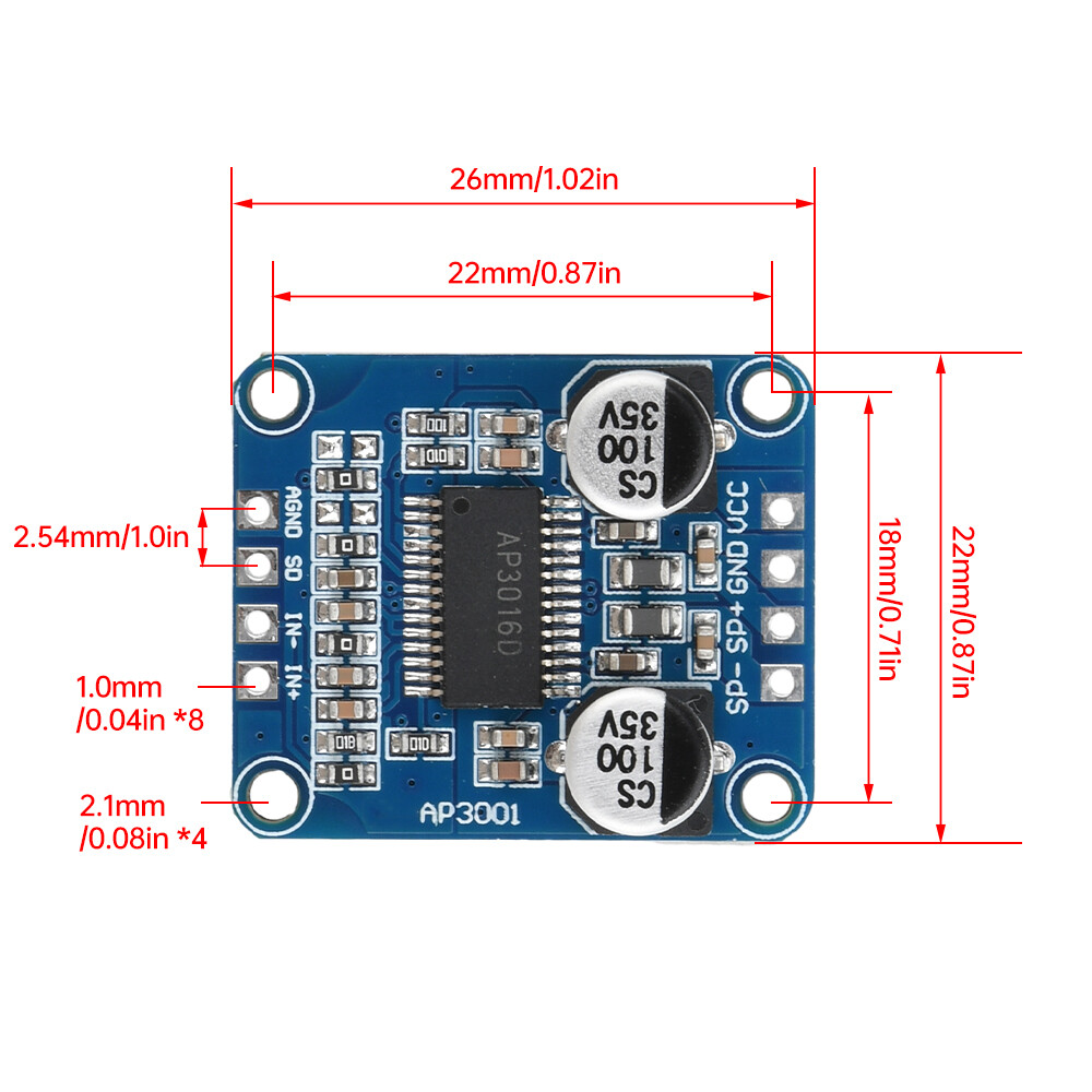 High Power Digital Amplifier Module DC 8V-24V Mono Class D Power Amplifier Board
