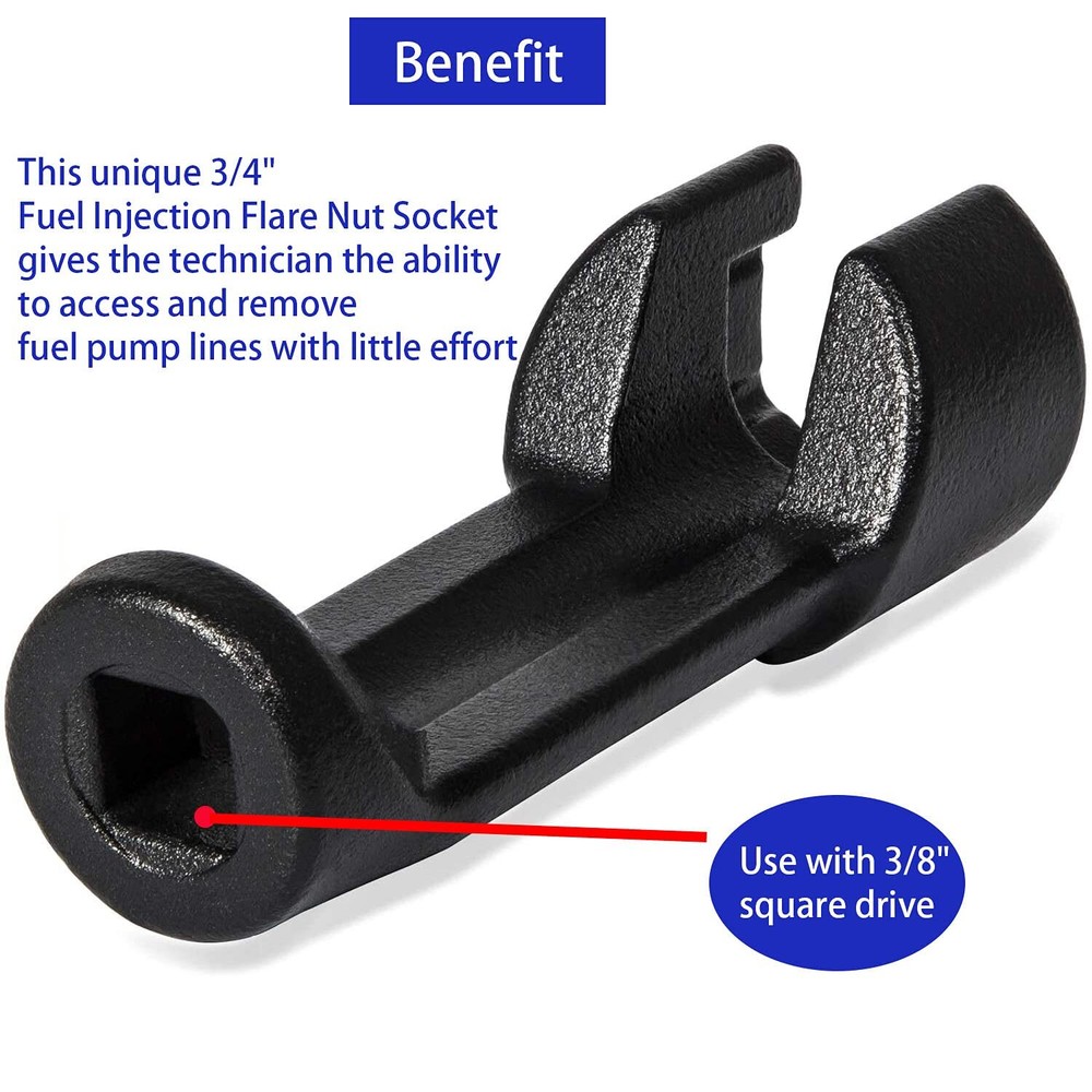 For Cummins Injector Tool 3/4 Inch Fuel Injection Flare Nut Socket Removal Tool
