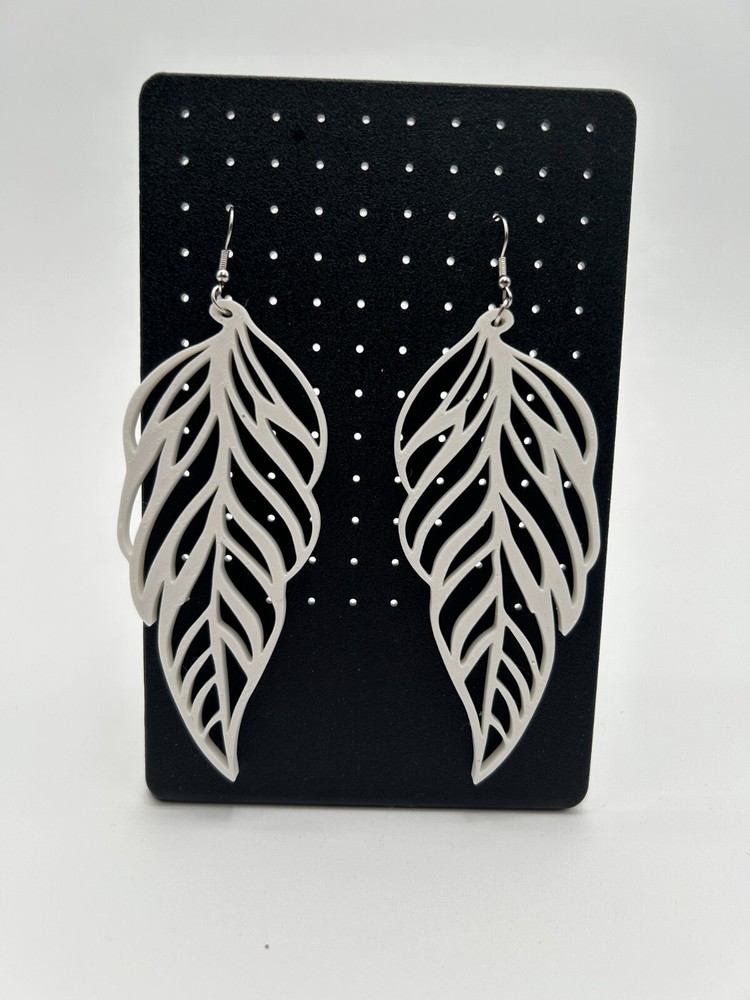 Leaf Motif Dangle Earrings - 3D Printed - Bold