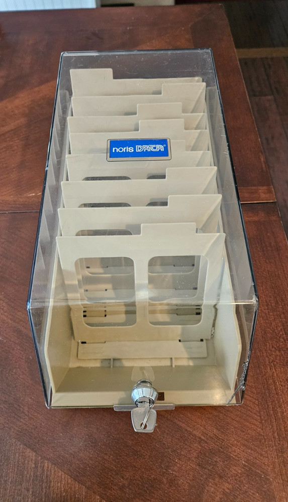 Noris Data Floppy Disk Organizer with Lock & Key Smoke Cover