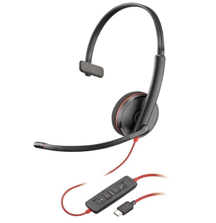 HPI Poly 8X214AA Monaural USB-C Headset +USBC/A Adapter