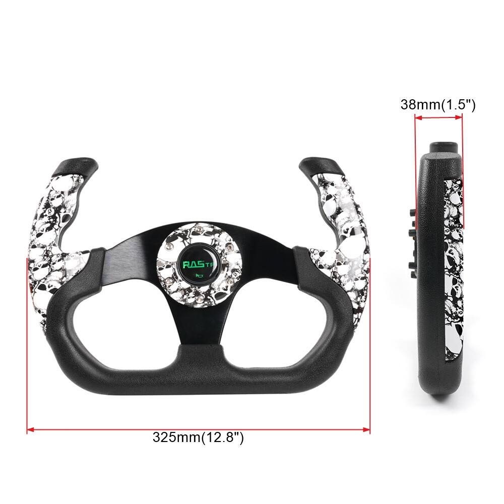 Universal U Shape Flat Dish Drift Racing Steering Wheel + 6 Holes Horn Button