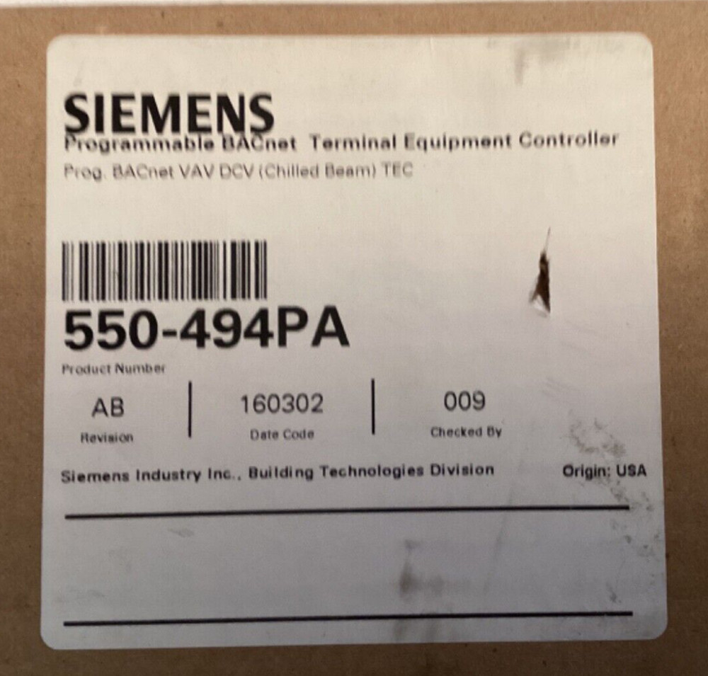 Siemens 550-494PA BACnet ProgrammableTerminal Equipment Controller