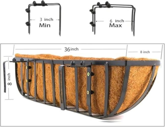 36 Inch Window Box Planters 2 Pack with Coco Liners, Rustproof 36inch/2pack