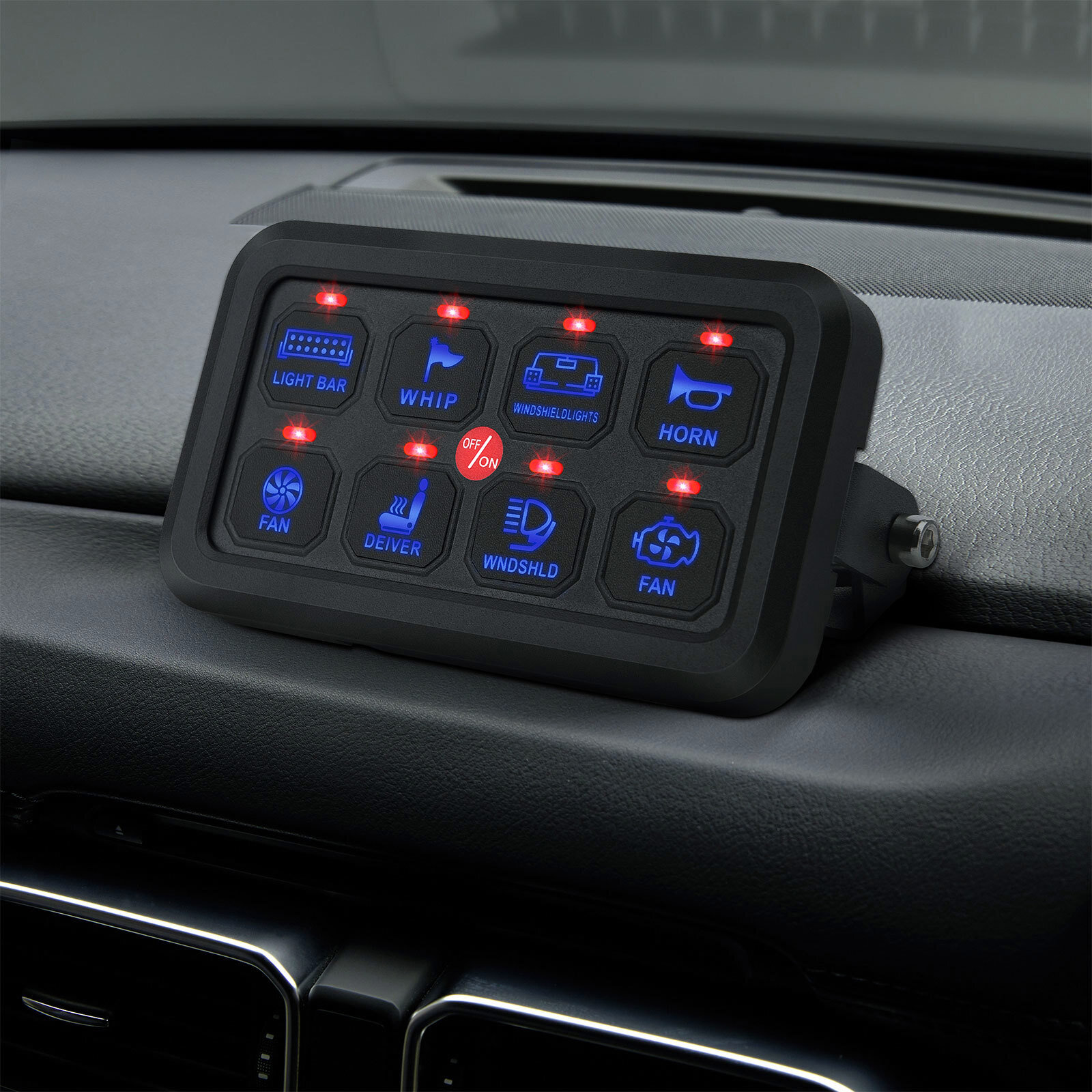 Universal 8 Gang Switch Panel On-Off LED Car Switch Panel Circuit Control 12/24V