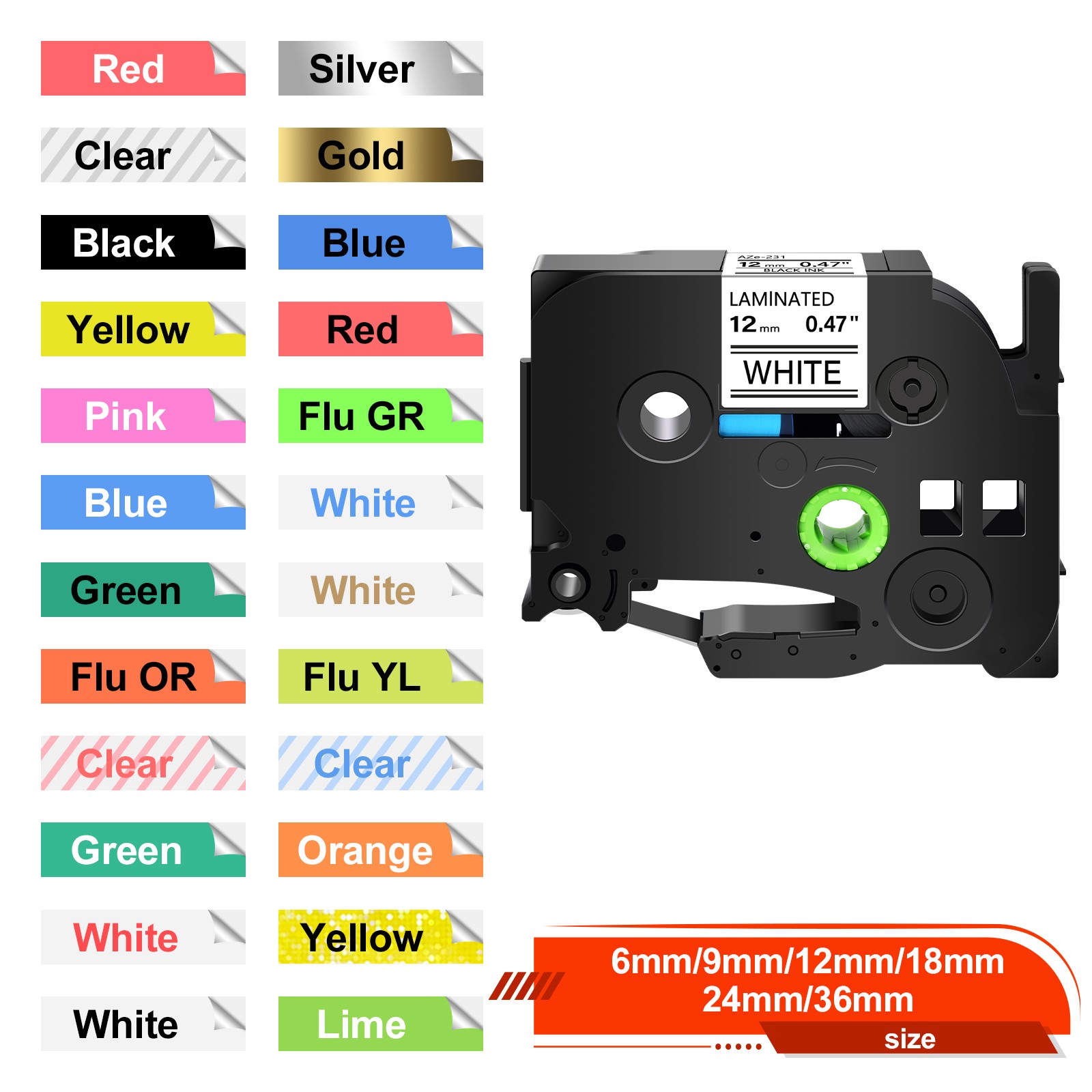 Compatible with Brother TZ TZe TZ231 Label Labelling Tape P-Touch 6-36mm