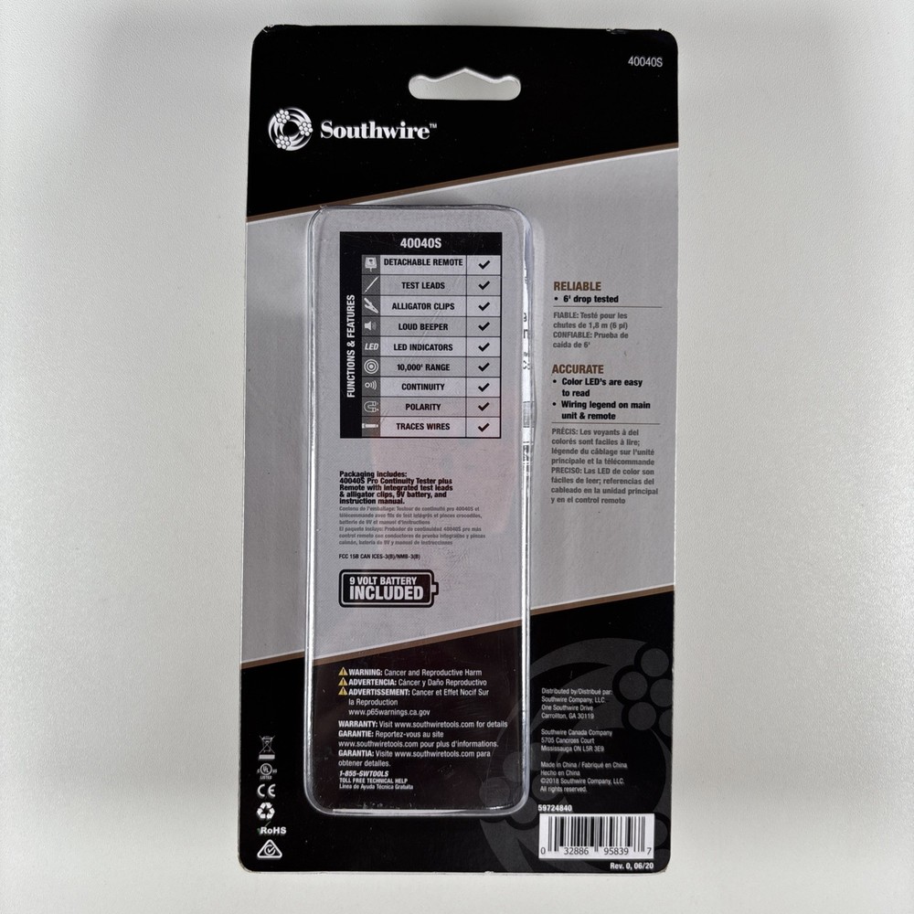 Southwire Pro Continuity Tester With Remote 40040S *NEW*