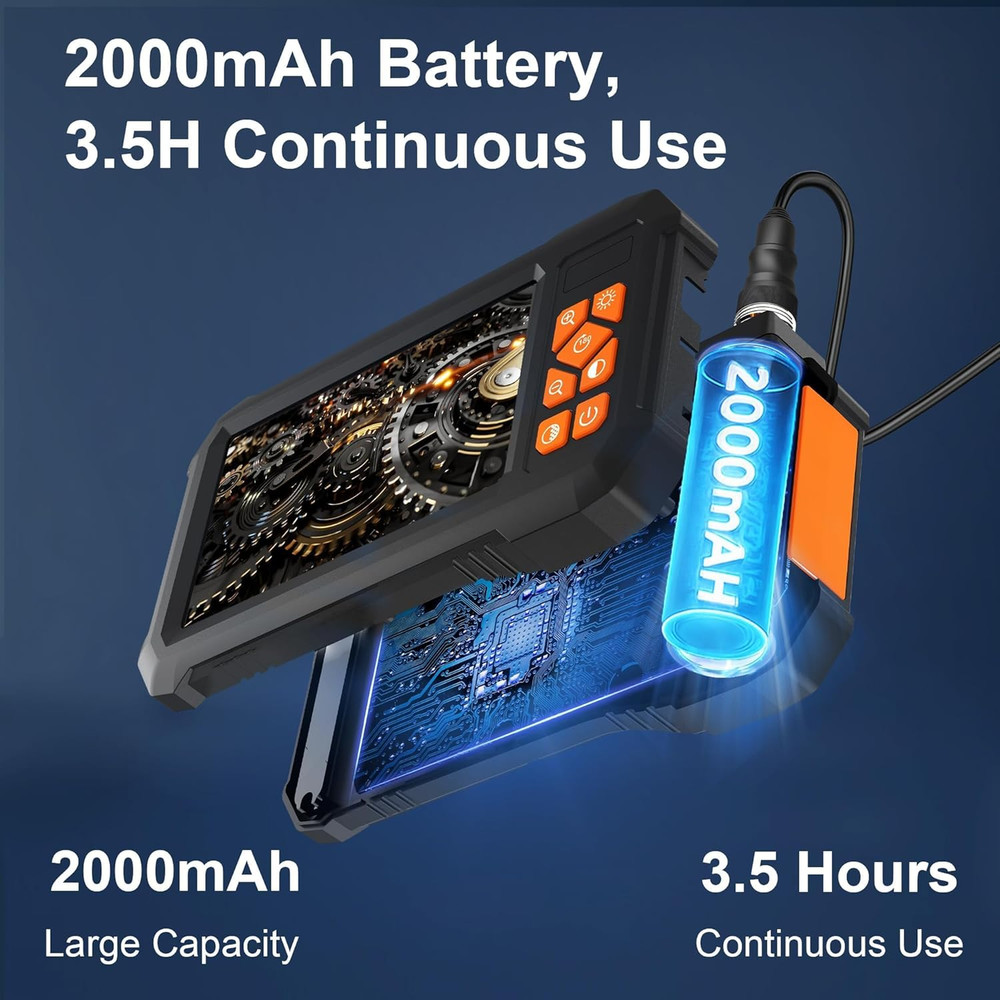 Inspection Endoscope Camera with Light, 1080P HD Borescope Camera with Light, 4.