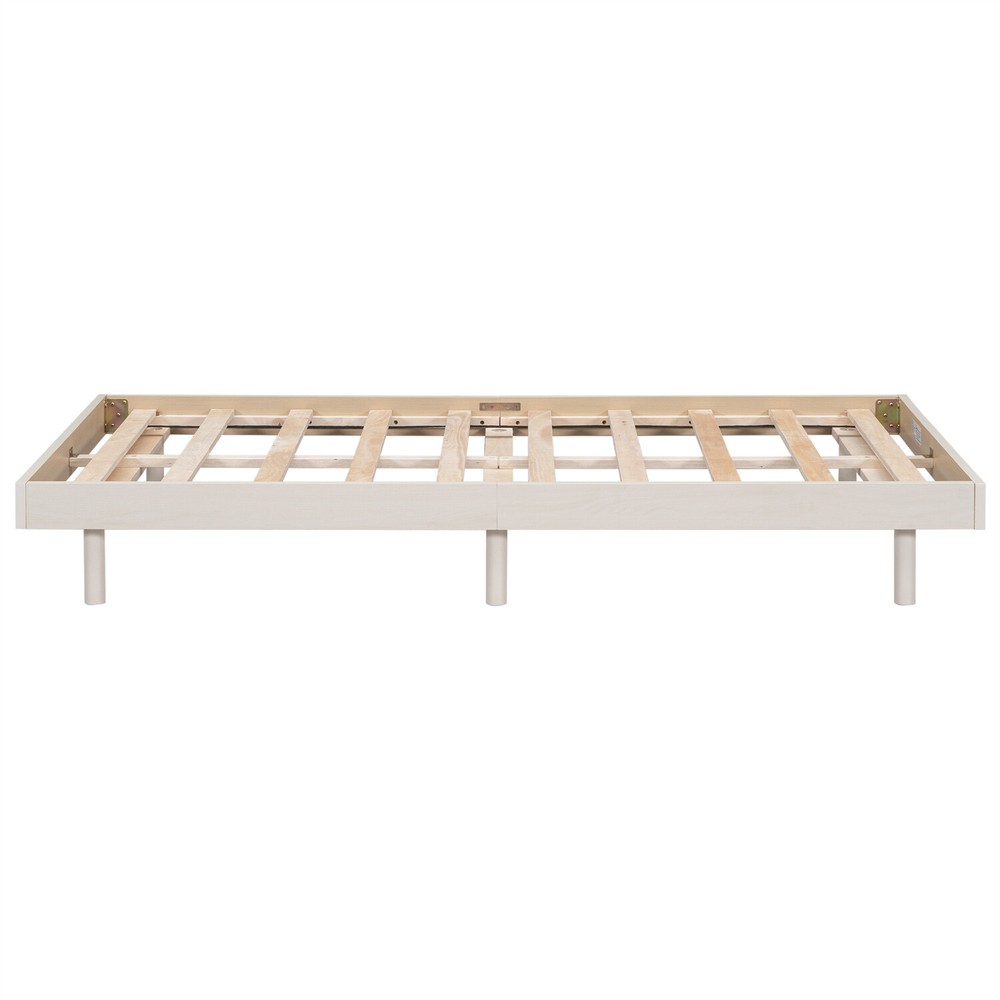 Twin/Full/Queen Size Floating Bed Frame Wood Platform Bed Frame w/ Headboard