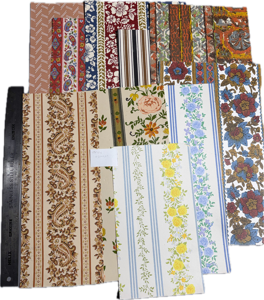 10 Assorted Vintage c1970s Wallpaper Samples / Remnants Retro. Set 2.