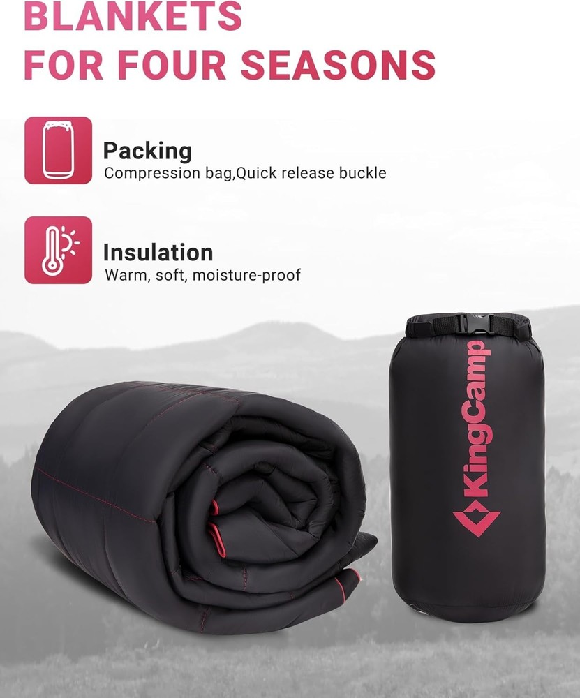 Ultralight Camping Blanket, Packable Down Alternative Puffy Wearable Blankets...