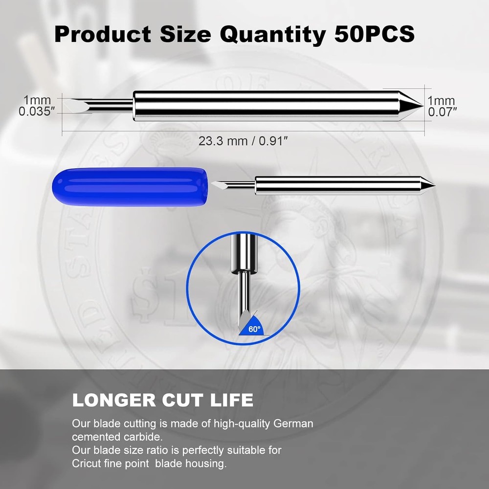 50PCS Replacement Deep Point Blades Compatible with Blue 60°-50PCS