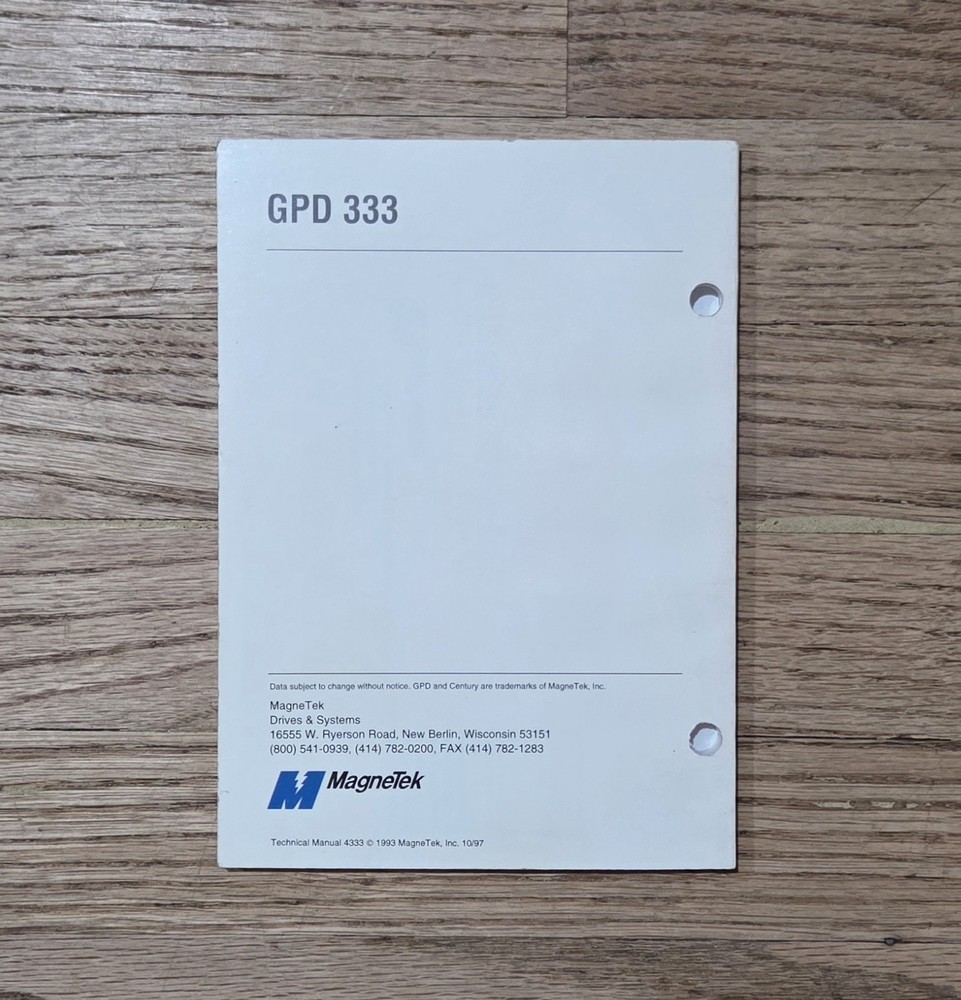 Magnetek GPD 333 Technical Manual 1993