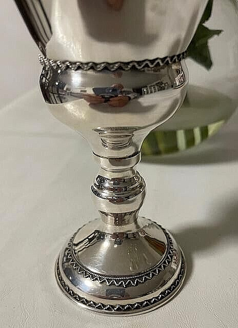 Silver KIDDUSH CUP Filigree 6" Tall Goblet