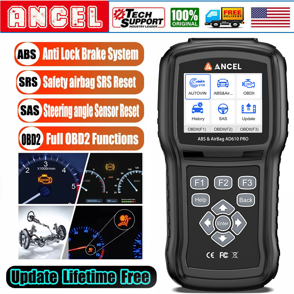 ANCEL AD610 PRO SRS OBD2 Code Reader ABS Bleeding SAS Reset Diagnostic Scan Tool