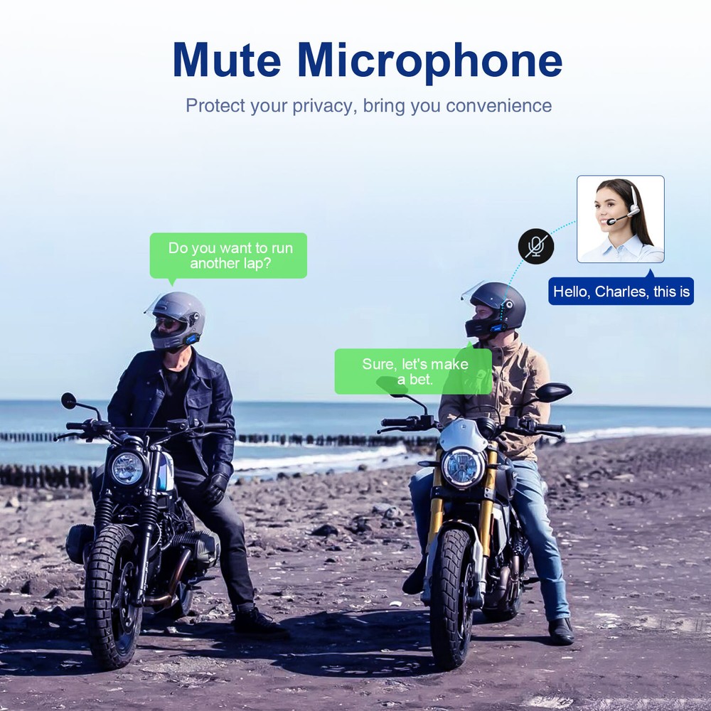 M1-S Plus Motorcycle Intercom Bluetooth Helmet Headset Interphone 8 Riders 2000m
