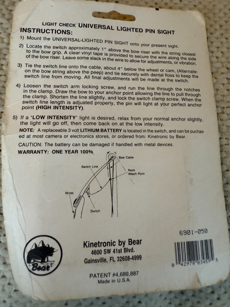 Bear Kinetronic Light Check Lighted Pin Sight