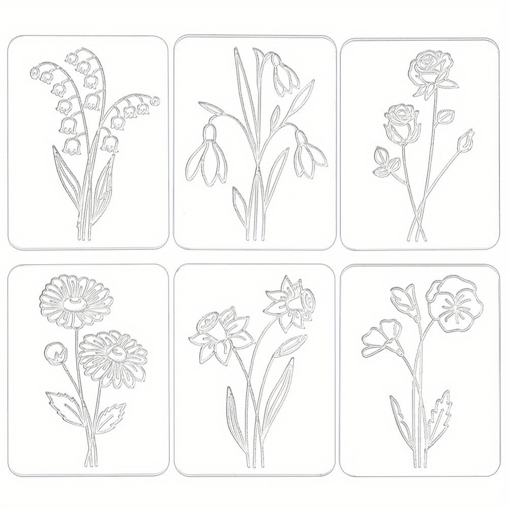 1set Acrylic Clay Seal Modeling Tools Rectangle with Flower Pattern