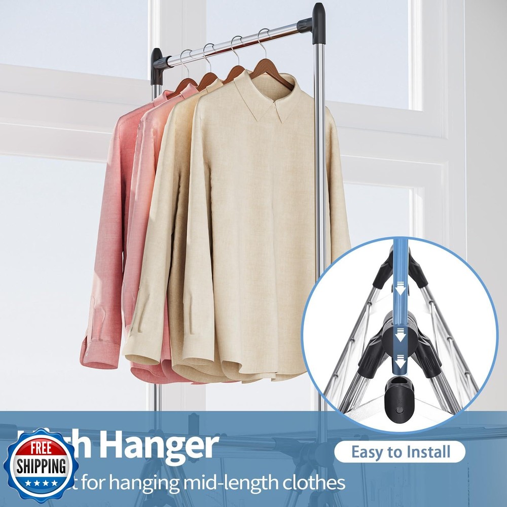 APEXCHASER Clothes Drying Rack with High Hanger, Foldable 3-Level Drying Rack