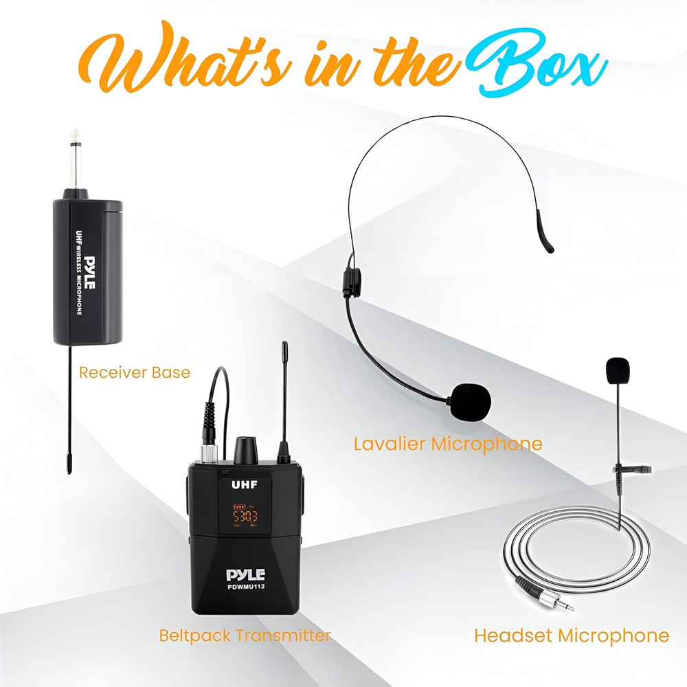 UHF Wireless Microphone System Kit - Portable Professional Cordless Microphone S