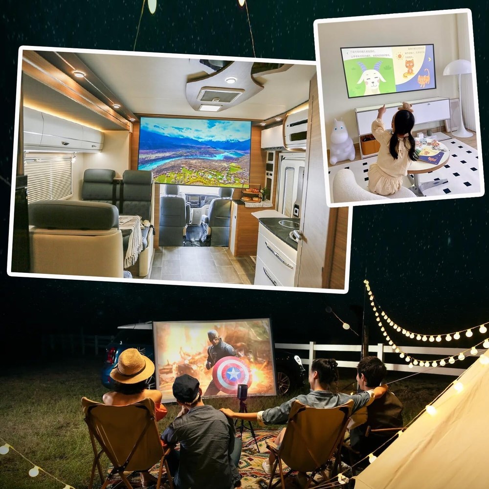 Compact 70-Inch Portable Projector Screen - Washable Polyester and Easy to Store