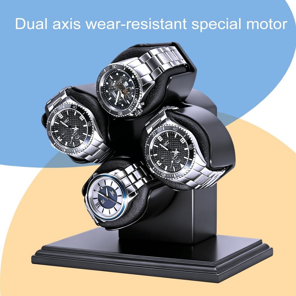 FRUCASE 4 Watch Winder for Automatic Watches Box Black