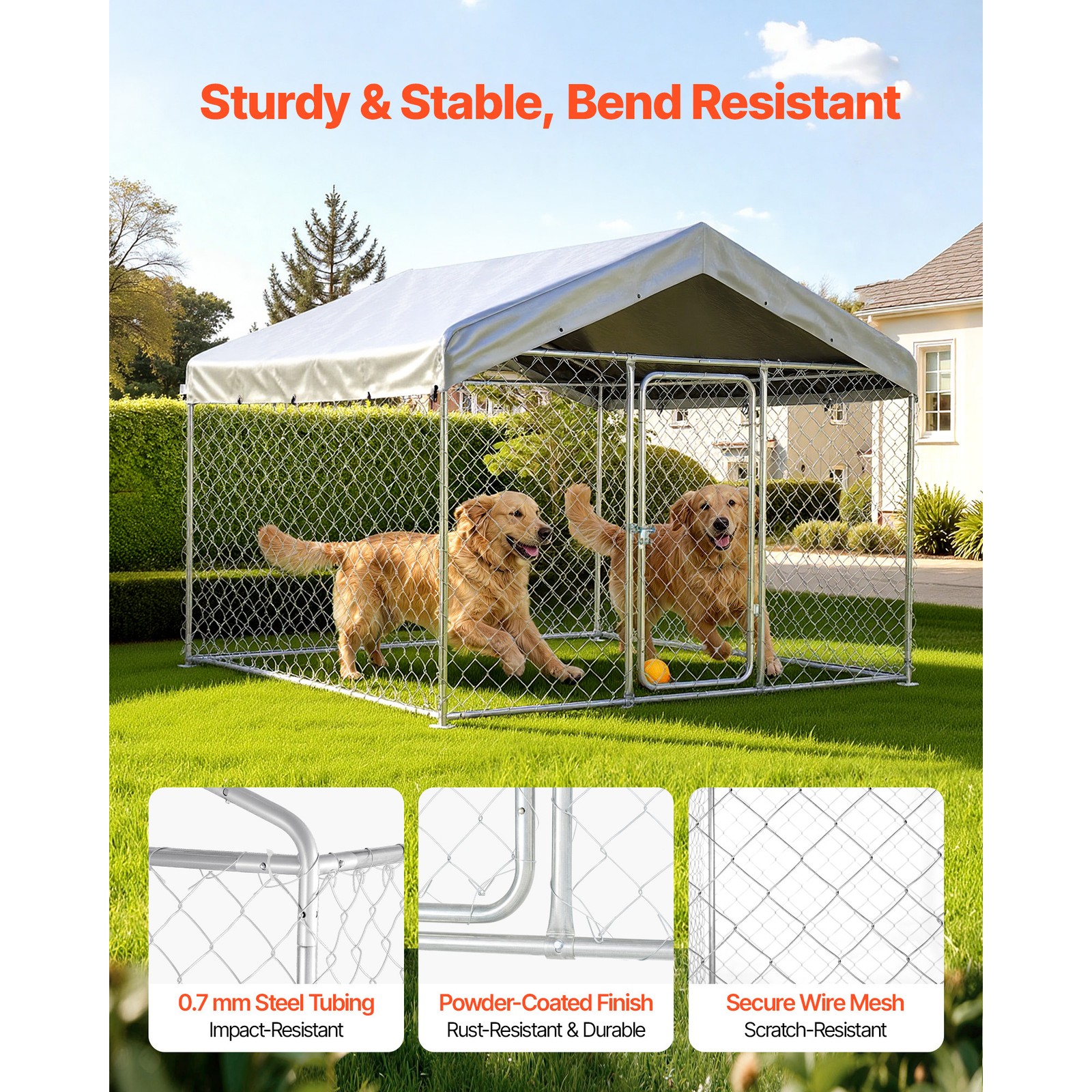 Uimoso Spacious Outdoor Dog Kennel with Lockable Door & Weatherproof Cover