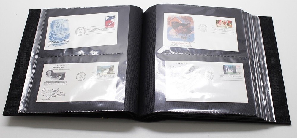Album for 200 First Day Covers, Letters, Envelopes or Postcards DARK RED