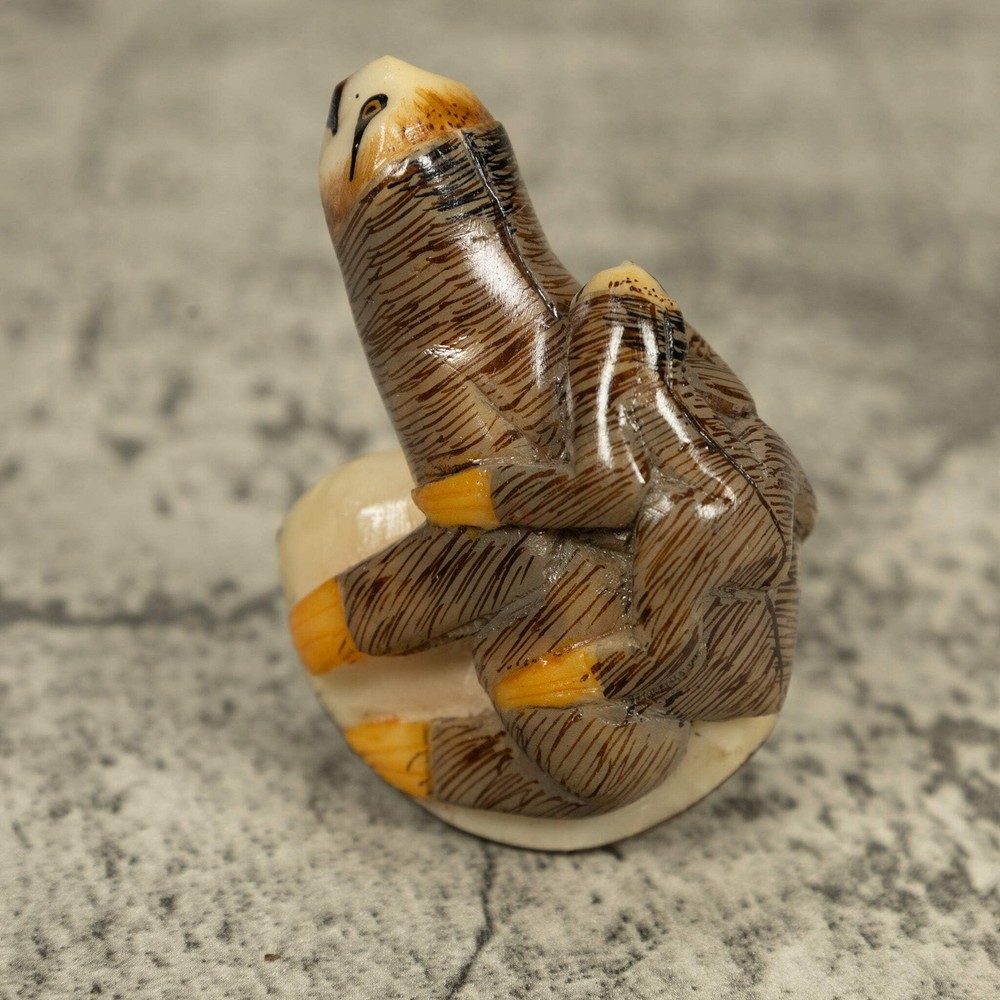 Stupendous Sloth With Cub Tagua Carving