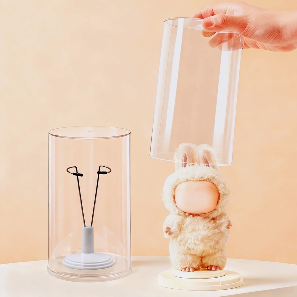 1 Pack Acrylic Display Case with Doll Stand Holder for Blind Box, Clear Stack...