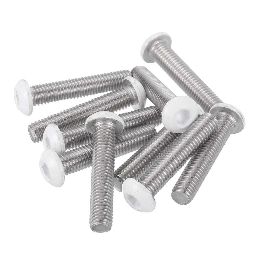 10 Pcs M8-1.25 x 40mm Button Head Socket Cap Screw Machine Screw, White