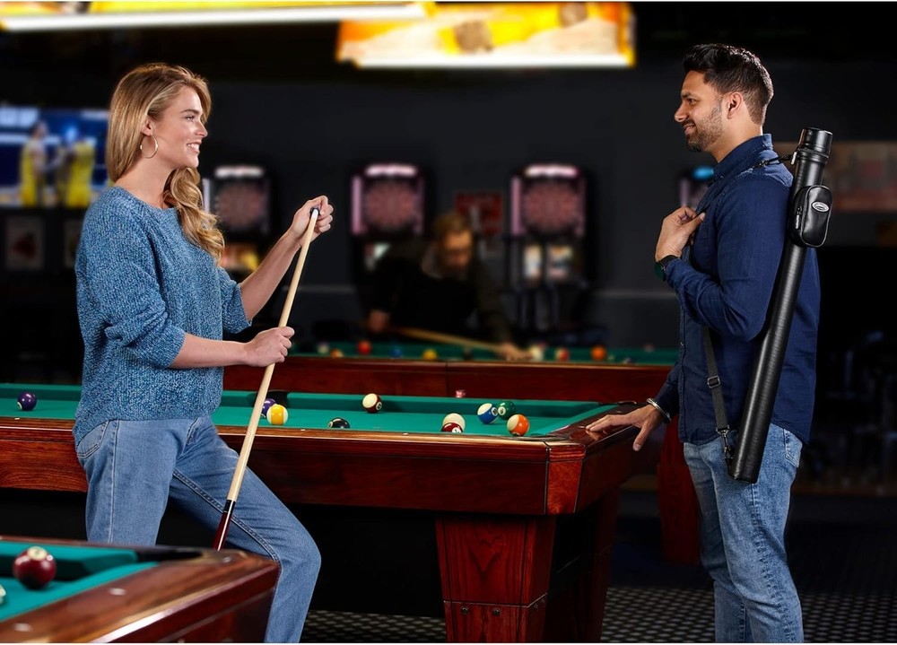 Durable Leatherette Pool Cue Case for 2-Piece Cues - Transport with Ease