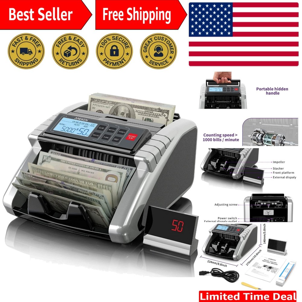 Professional Cash Counter with Multiple Detection Modes and Silent Operation
