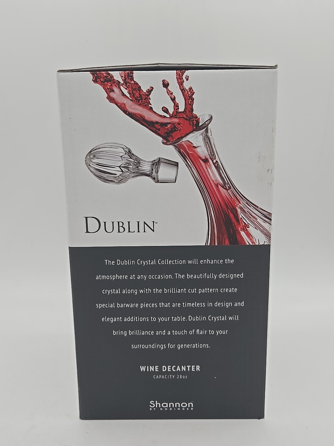 Godinger Shannon Dublin Crystal Wine Decanter 820ml/28 oz Brand New