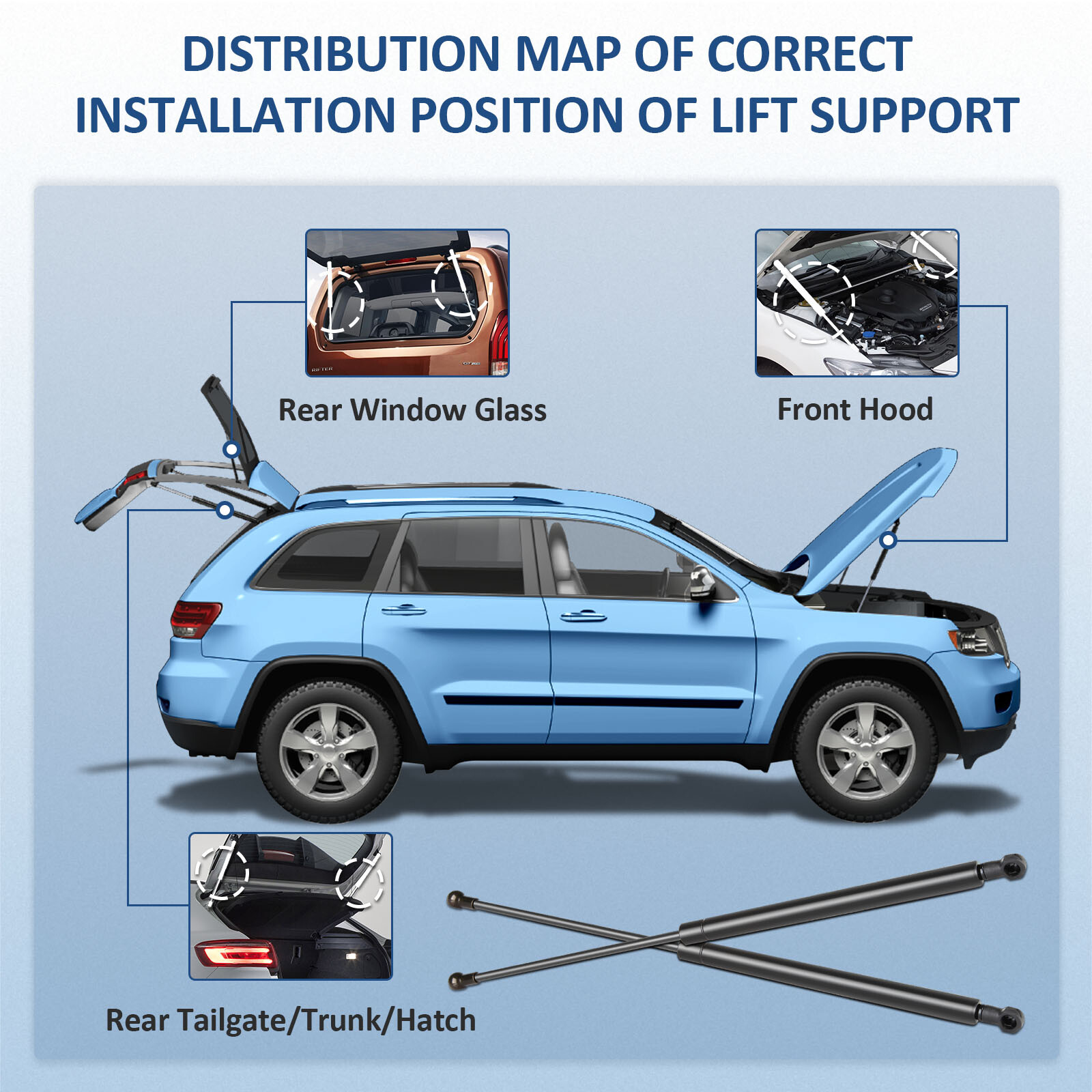 For 2004-2007 Toyota Prius Qty 2 Rear Hatch Tailgate Lift Supports Shocks Struts