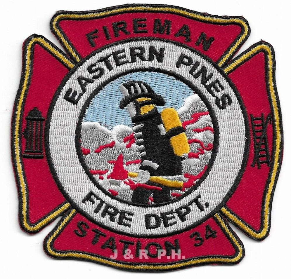 *NEW*  Eastern Pines  Station - 34  Fireman, NC (4" x 4" size) fire patch
