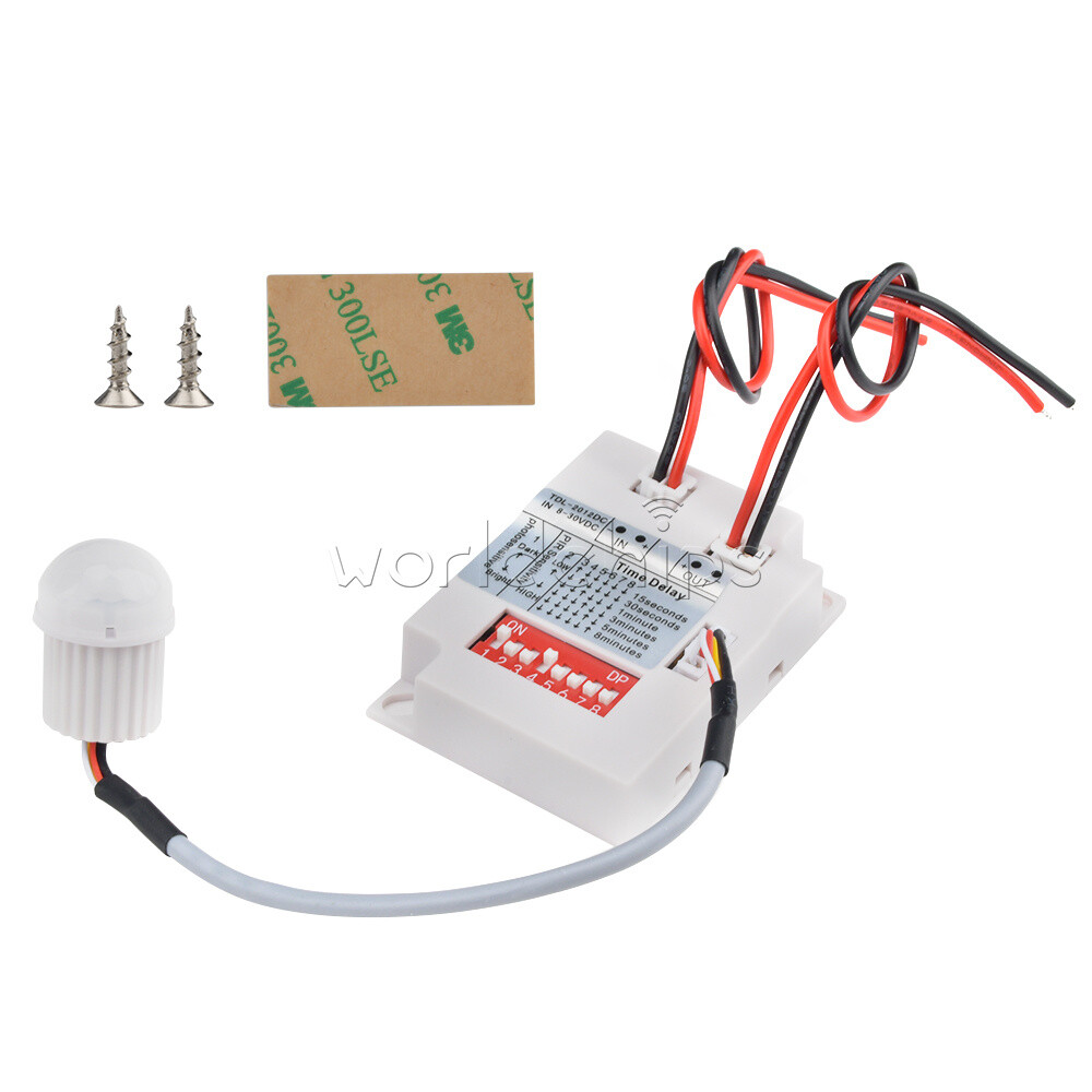 Plastic Intelligent Light Body Sensor IR Module Motion Sensing Switch DC 8-30V