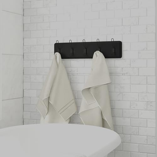 Black Rustic Coat Rack Wall Mount with 5 Hooks, Solid 24" - 5 Hooks 3- Black